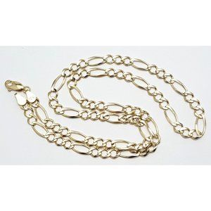 Beautiful 10K Karat Solid Yellow Gold Designer Figaro Link Chain Necklace 20" L